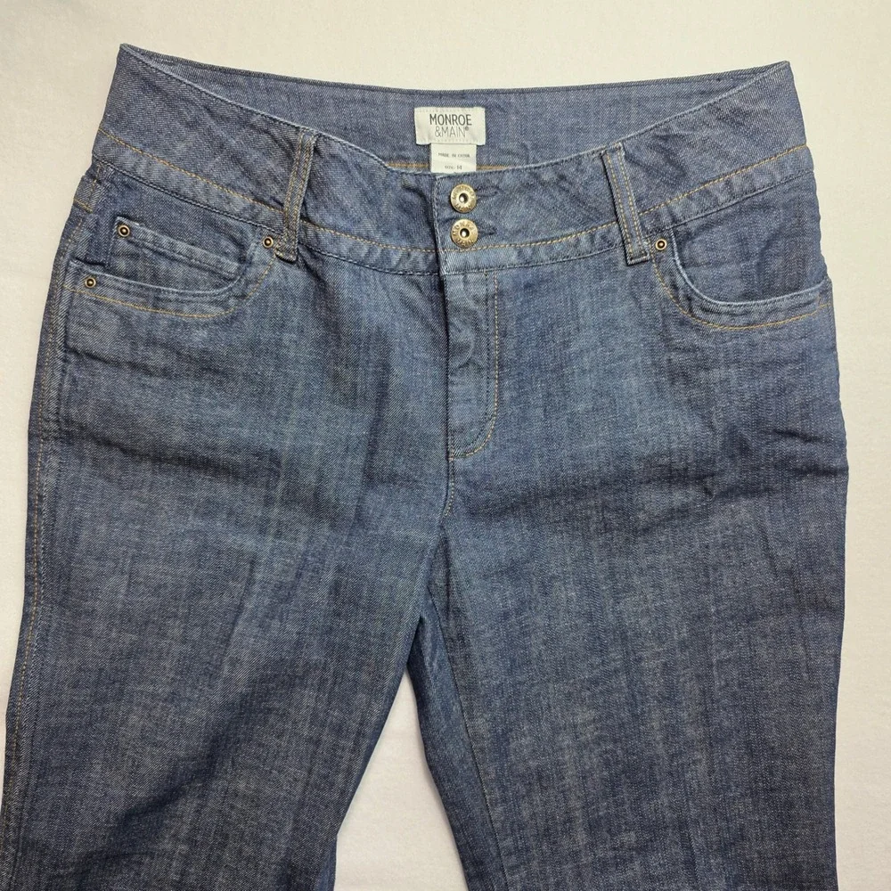 Monroe & Main Wide Leg Jeans Womens 14 Dark Wash Denim High Rise Trouser Pants